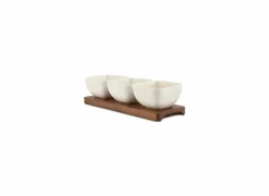 Aperoset Cucina 4-delig  25x8x6,5cm - stoneware - wit