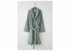 Badjas S flanel sea green