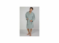 Badjas S flanel sea green