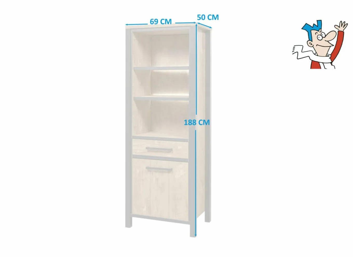 Barkast 69cm - decor - oranje teakhout & matzwart