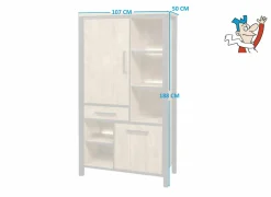 Barkast 107cm - decor - oranje teakhout & matzwart