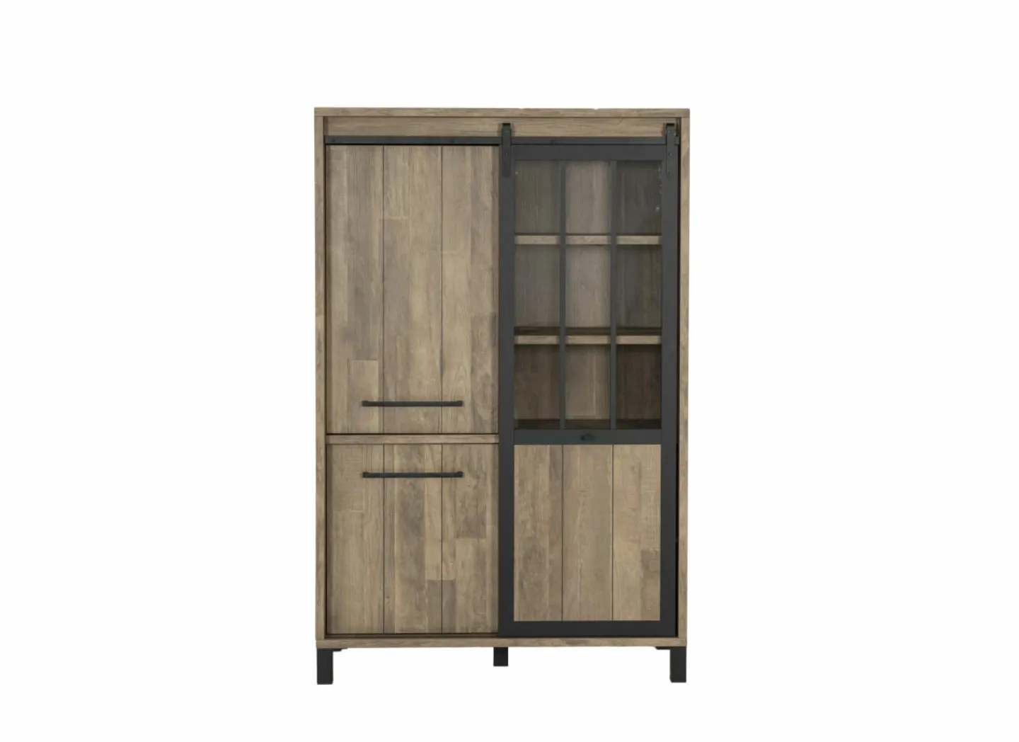 Barkast 122cm  decor - old teak & matt black