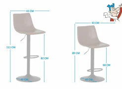 Barstoel Alamo ZH60-82cm - lederlook - cognac