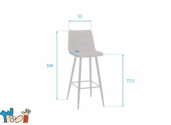 Barstoel Churchill ZH77,5cm - stof - bruin