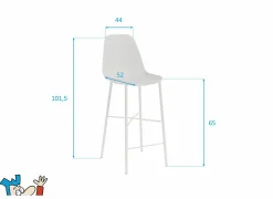 Perfecta Barstoel Cloe ZH65cm - kunststof - extra wit mat