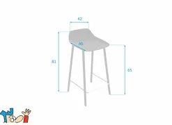Perfecta Barstoel Louis ZH65cm - kunststof - zwart