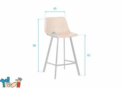 Barstoel Spartacus ZH65cm - lederlook - zwart