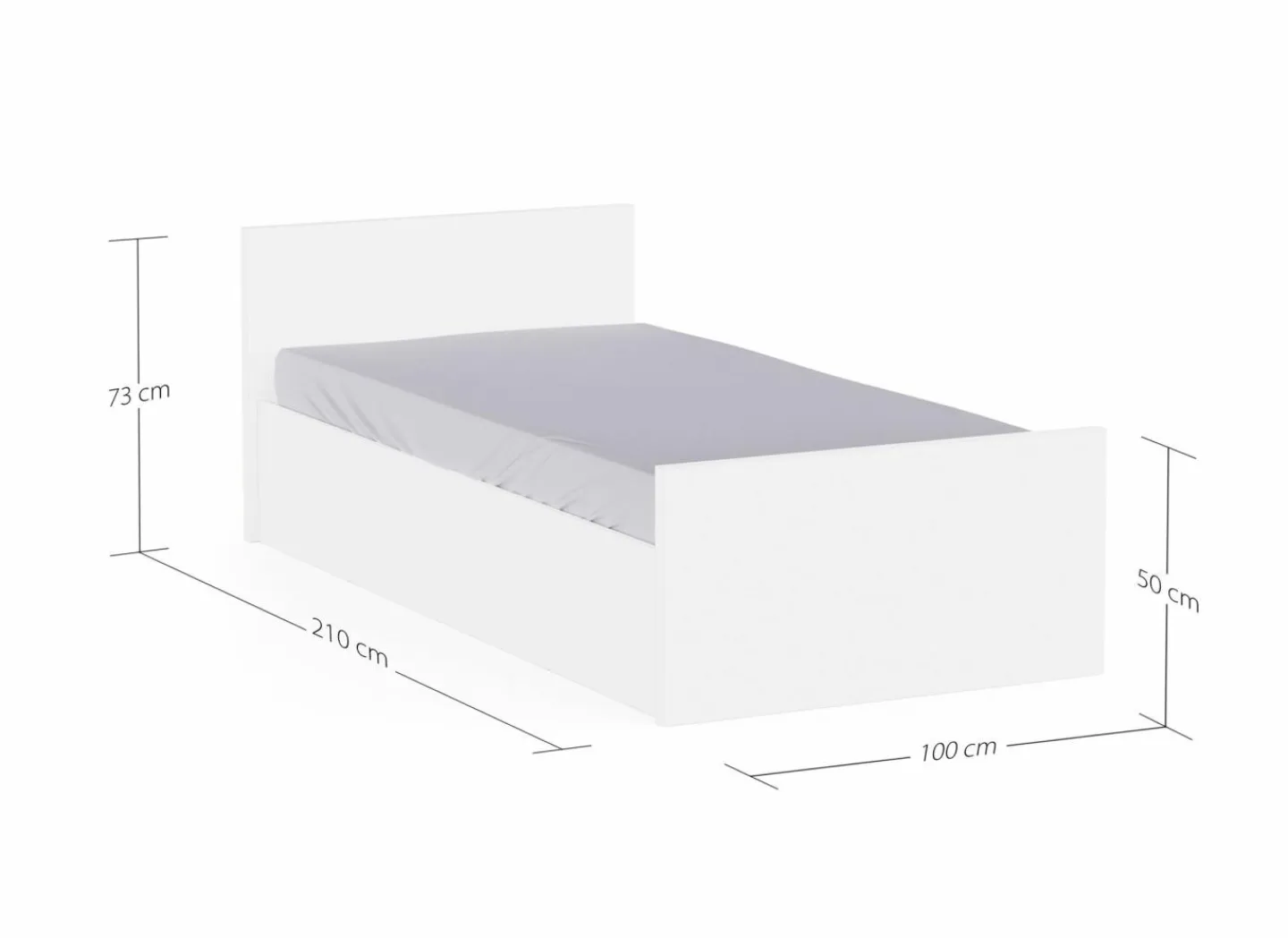 Bed Clyde 90x200cm - decor - wit met opbergruimte