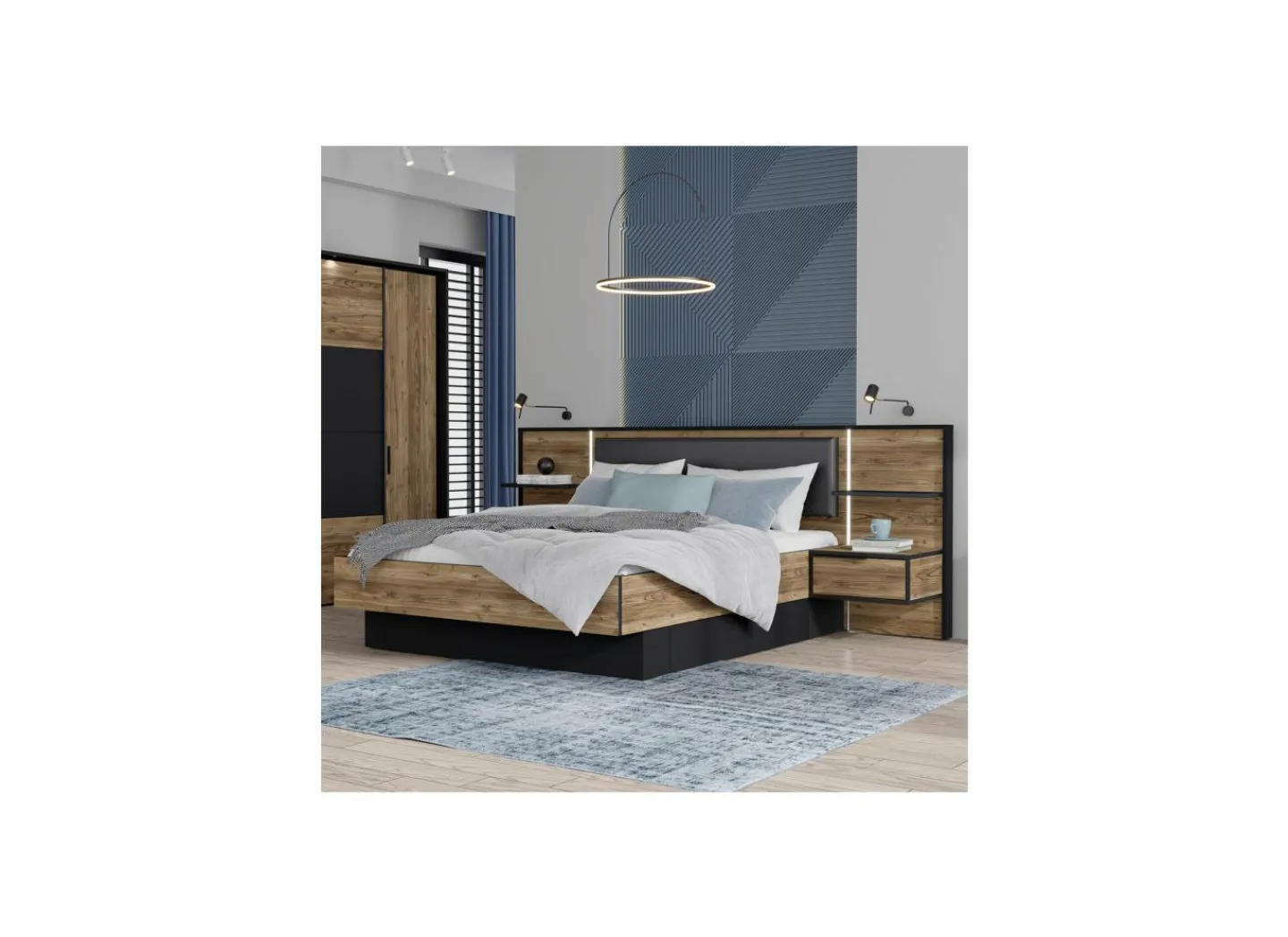 Bed Jabim 160x200cm - decor - alpine picea & zwart
