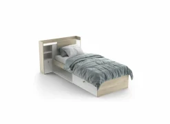 Bed Life 90x190/200cm - decor - kronberg eik & wit met opbergruimte