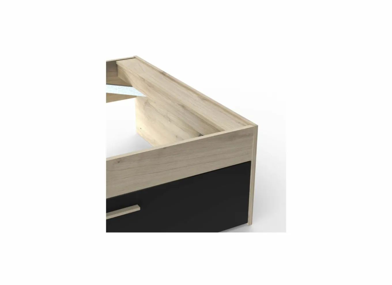 Bed Life 90x190/200cm - decor - kronberg eik & zwart met opbergruimte