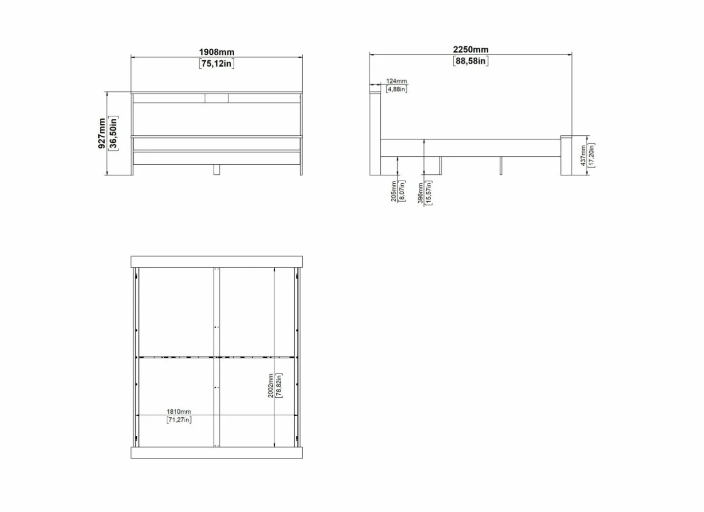 Bed Next 180x200cm - decor - wit & jackson hickory