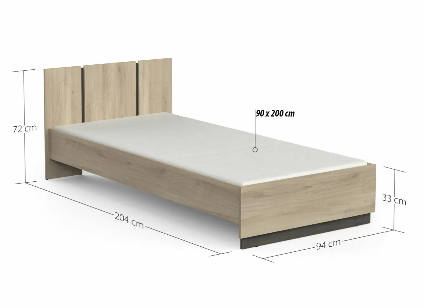 Bed Watson 90x200cm - decor - kronberg eik & waterford eik