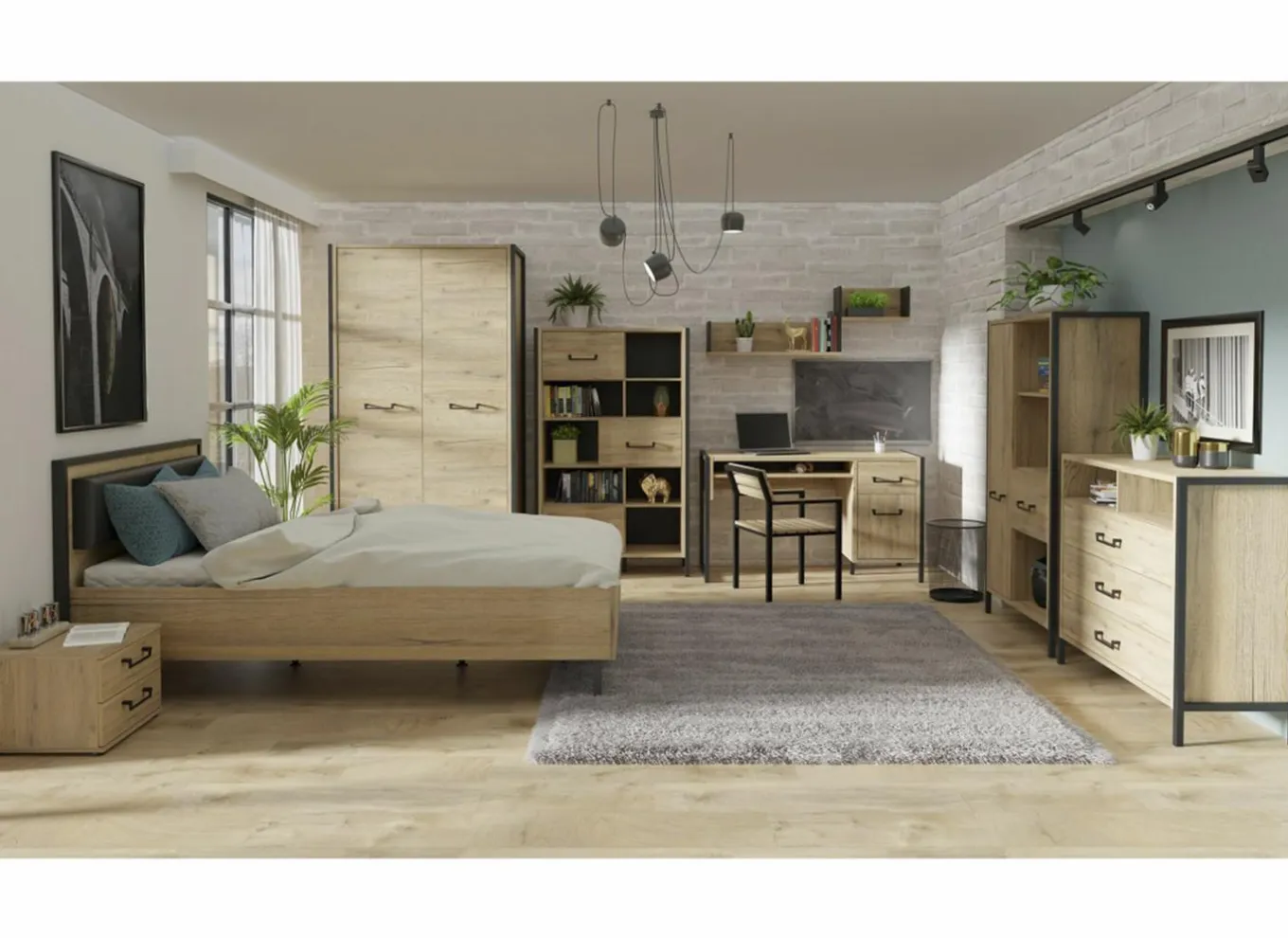 Bed 120x200cm - decor - bartex eik