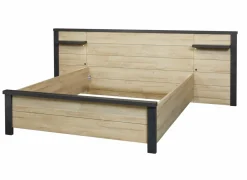 Bed 160x200cm - decor - Franse eik & nox met zijwanden