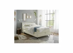 Bedbox Atlantis 120x200cm - stof - ivoor met opbergruimte