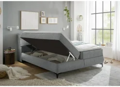 Bedbox Atlantis 160x200cm - stof - grijs met opbergruimte
