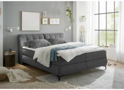 Bedbox Atlantis 160x200cm - stof - antraciet met opbergruimte