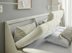 Bedbox Atlantis 180x200cm - stof - ivoor met opbergruimte