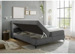 Bedbox Atlantis 160x200cm - stof - donkergrijs met opbergruimte