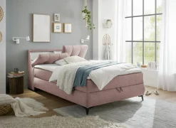 Bedbox Atlantis 140x200cm - stof - flamingo met opbergruimte