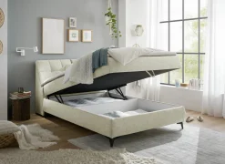 Bedbox Atlantis  140x200cm - stof - ivoor met opbergruimte