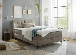 Bedbox Atlantis 140x200cm - stof - zand met opbergruimte