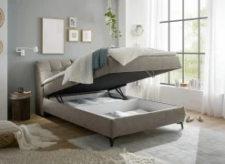 Bedbox Atlantis 140x200cm - stof - zand met opbergruimte