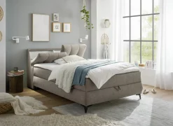 Bedbox Atlantis 140x200cm - stof - zand met opbergruimte