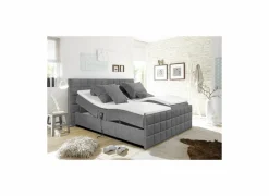 Bedbox Gabun 180x200cm - stof - donkergrijs elektrisch