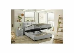 Bedbox Nagol A 120x200cm  - stof - zilver met opbergruimte