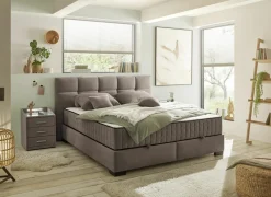 Bedbox Nagol A 180x200cm - stof - stone met opbergruimte