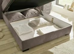 Bedbox Nagol A 180x200cm - stof - stone met opbergruimte