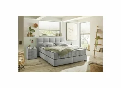 Bedbox Nagol A 160x200cm - stof - zilver met opbergruimte