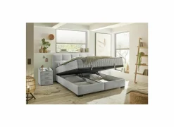 Bedbox Nagol A 160x200cm - stof - zilver met opbergruimte