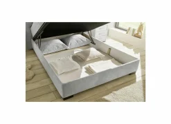 Bedbox Nagol A 140x200cm - stof - zilver met opbergruimte