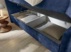 Bedbox Valetta 180x200cm - stof - blauw met opbergruimte