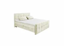 Bedbox Valetta 160x200cm - stof - crème met opbergruimte