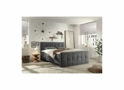 Bedbox Valetta 180x200cm - stof - antraciet met opbergruimte