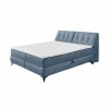 Bedbox 160x200cm - stof - blauw met opbergruimte