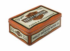 Bewaardoos Harley Davidson 24x16x6cm - metaal - oranje & wit