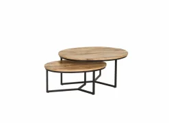 Bijzettafel Andromeda 70x90cm - hout massief - bruin - set van 2