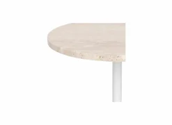Bijzettafel Celen Ø40cm - travertijn & staal - wit & beige