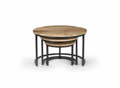 Bijzettafel Celeste Ø70cm - mango massief - naturel - set van 3