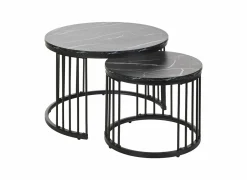 Bijzettafel Ø70cm - decor - zwart set van 2