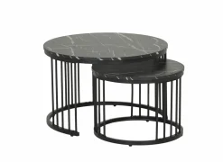 Bijzettafel Ø70cm - decor - zwart set van 2