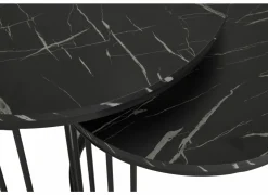 Bijzettafel Ø70cm - decor - zwart set van 2