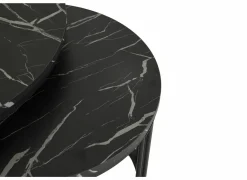 Bijzettafel Ø70cm - decor - zwart set van 2