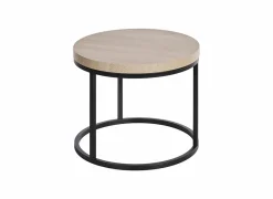 Bijzettafel Ø76cm - melamine - urban oak & zwart