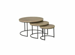 Bijzettafel Cronos Ø80cm - decor - naturel - set van 3